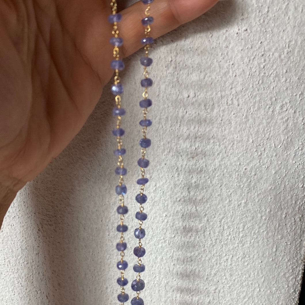 Tanzanite wire beaded necklace