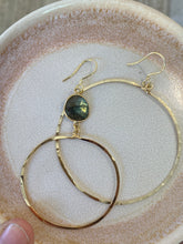 Load image into Gallery viewer, Hoops asymmetrical labradorite
